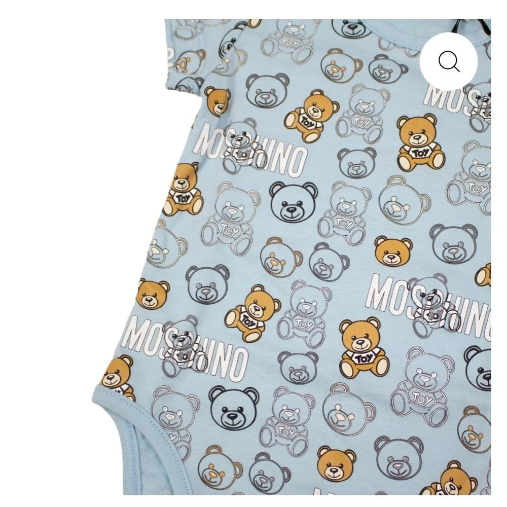 Moschino Kids Blue and White Bear Print One Pieces Set of two in gift box